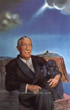 Porträt von Chester Dale und sein Hund Coco 1958 Surrealismus Ölgemälde
